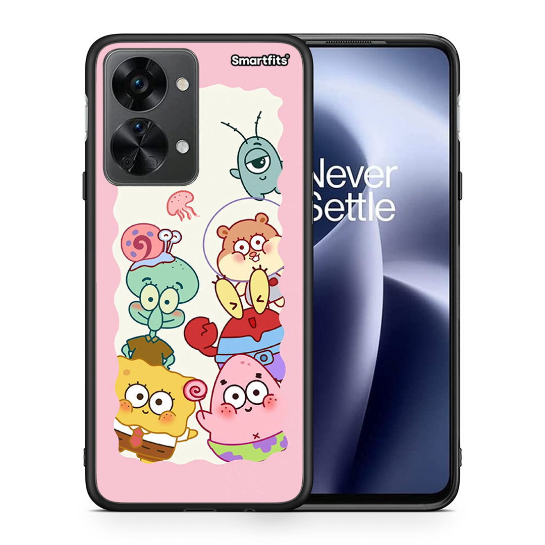 Θήκη OnePlus Nord 2T Cute Companion από τη Smartfits με σχέδιο στο πίσω μέρος και μαύρο περίβλημα | OnePlus Nord 2T Cute Companion case with colorful back and black bezels