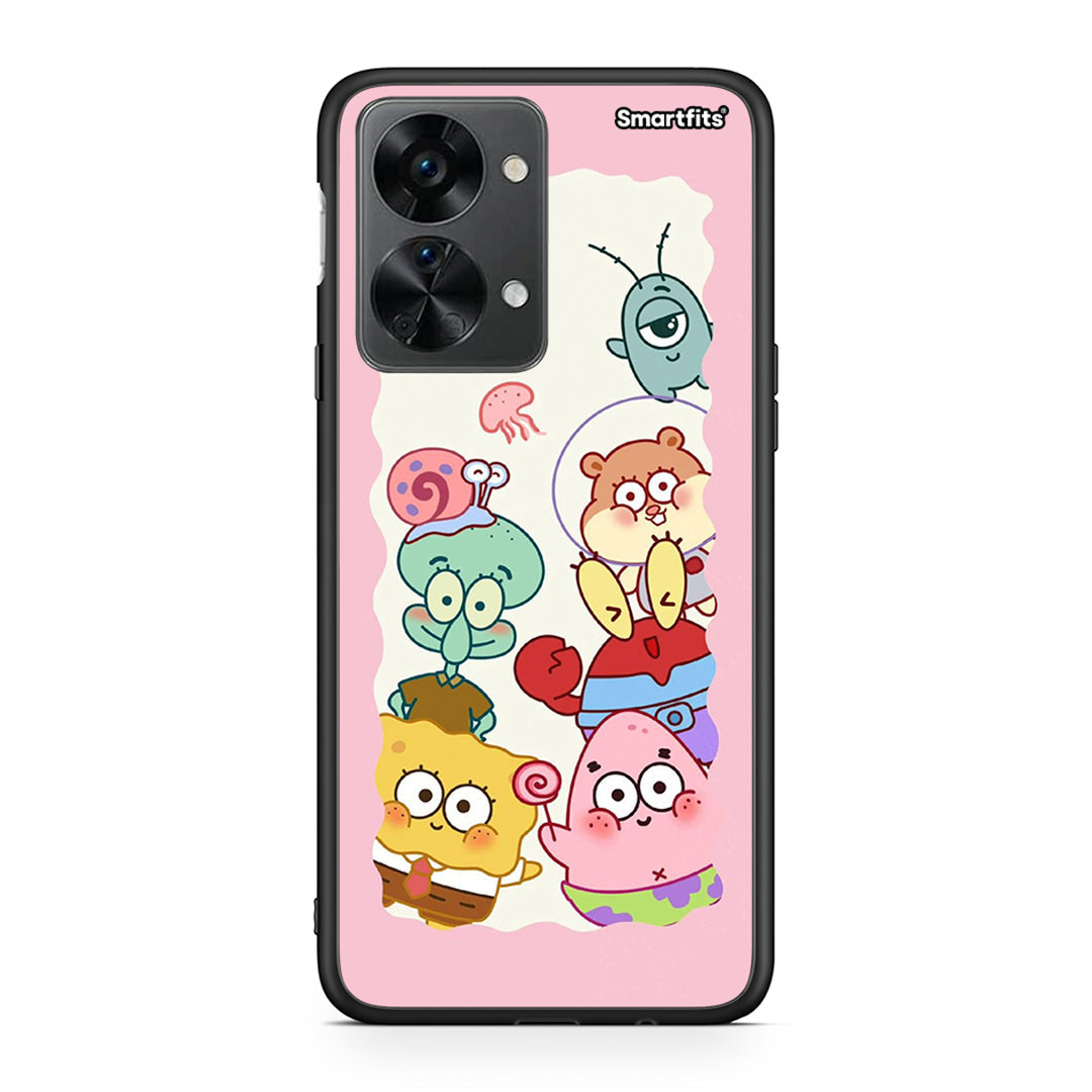 OnePlus Nord 2T Cute Companion θήκη από τη Smartfits με σχέδιο στο πίσω μέρος και μαύρο περίβλημα | Smartphone case with colorful back and black bezels by Smartfits