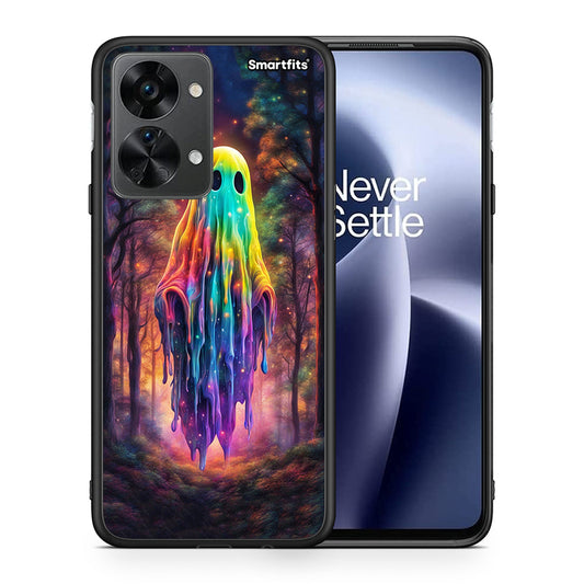 Θήκη OnePlus Nord 2T Halloween Ghost από τη Smartfits με σχέδιο στο πίσω μέρος και μαύρο περίβλημα | OnePlus Nord 2T Halloween Ghost case with colorful back and black bezels