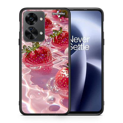 Θήκη OnePlus Nord 2T Juicy Strawberries από τη Smartfits με σχέδιο στο πίσω μέρος και μαύρο περίβλημα | OnePlus Nord 2T Juicy Strawberries case with colorful back and black bezels