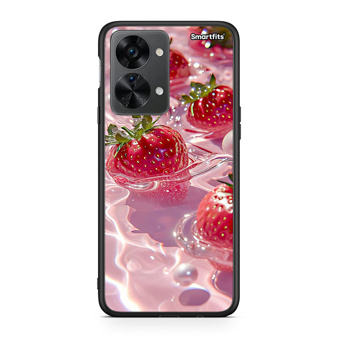 OnePlus Nord 2T Juicy Strawberries θήκη από τη Smartfits με σχέδιο στο πίσω μέρος και μαύρο περίβλημα | Smartphone case with colorful back and black bezels by Smartfits