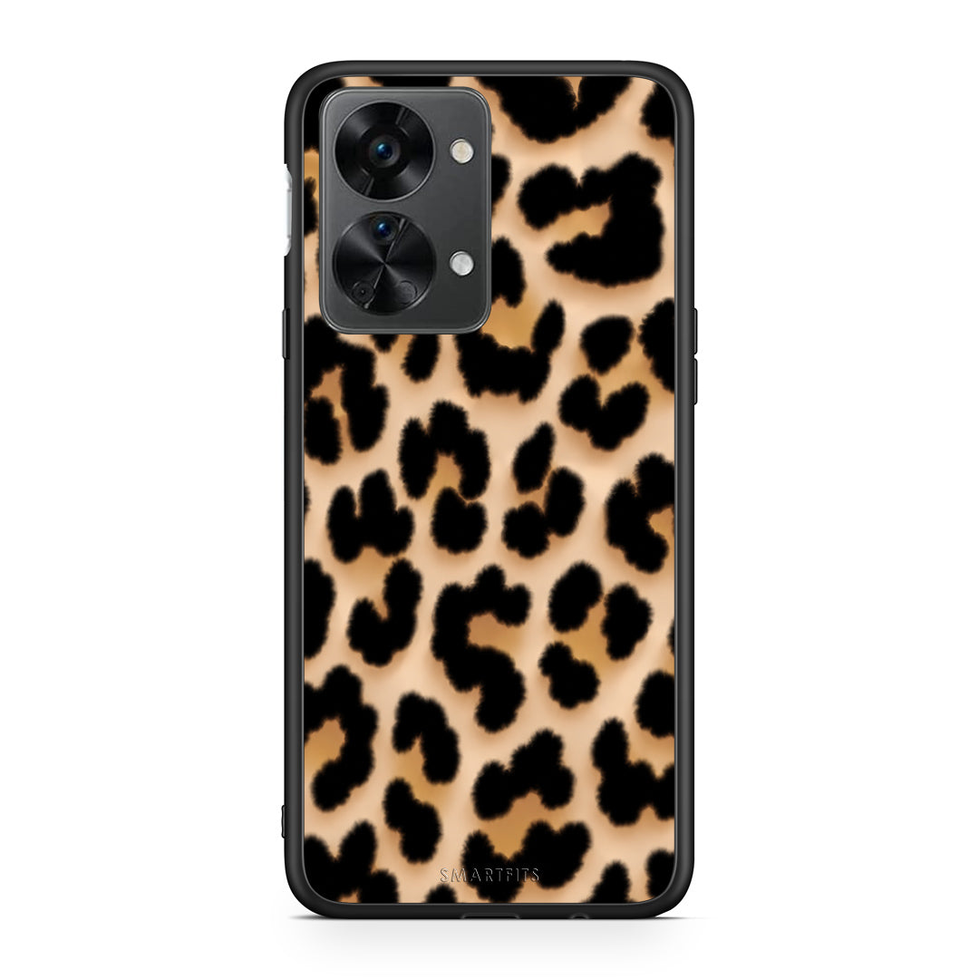 Θήκη OnePlus Nord 2T Leopard Print Tan Large από τη Smartfits με σχέδιο στο πίσω μέρος και μαύρο περίβλημα | OnePlus Nord 2T Leopard Print Tan Large case with colorful back and black bezels