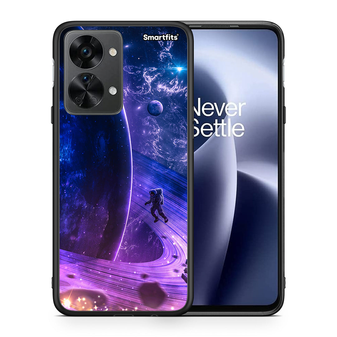 Θήκη OnePlus Nord 2T Lost Astronaut από τη Smartfits με σχέδιο στο πίσω μέρος και μαύρο περίβλημα | OnePlus Nord 2T Lost Astronaut case with colorful back and black bezels