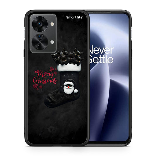 Θήκη OnePlus Nord 2T Merry Cat Christmas από τη Smartfits με σχέδιο στο πίσω μέρος και μαύρο περίβλημα | OnePlus Nord 2T Merry Cat Christmas case with colorful back and black bezels