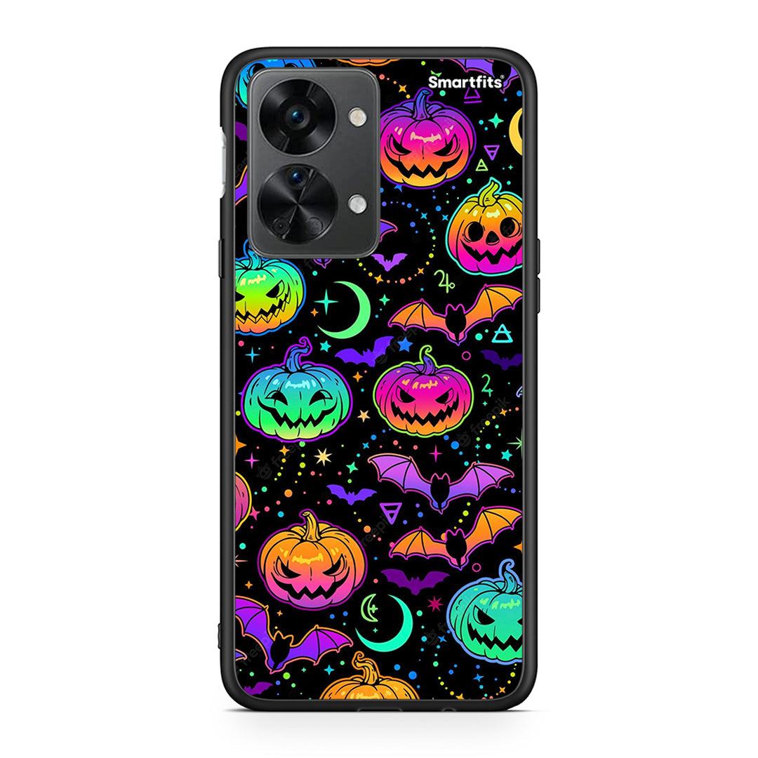 OnePlus Nord 2T Neon Halloween θήκη από τη Smartfits με σχέδιο στο πίσω μέρος και μαύρο περίβλημα | Smartphone case with colorful back and black bezels by Smartfits