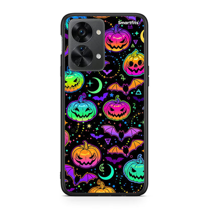 OnePlus Nord 2T Neon Halloween θήκη από τη Smartfits με σχέδιο στο πίσω μέρος και μαύρο περίβλημα | Smartphone case with colorful back and black bezels by Smartfits