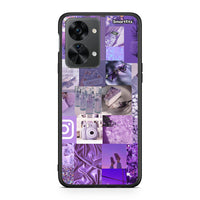 Thumbnail for OnePlus Nord 2T Purple Aesthetic Collage θήκη από τη Smartfits με σχέδιο στο πίσω μέρος και μαύρο περίβλημα | Smartphone case with colorful back and black bezels by Smartfits