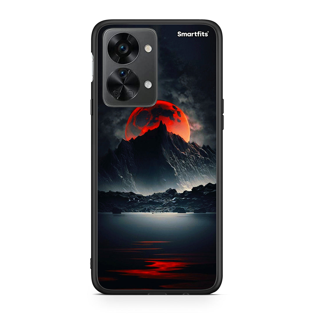 OnePlus Nord 2T Red Full Moon θήκη από τη Smartfits με σχέδιο στο πίσω μέρος και μαύρο περίβλημα | Smartphone case with colorful back and black bezels by Smartfits