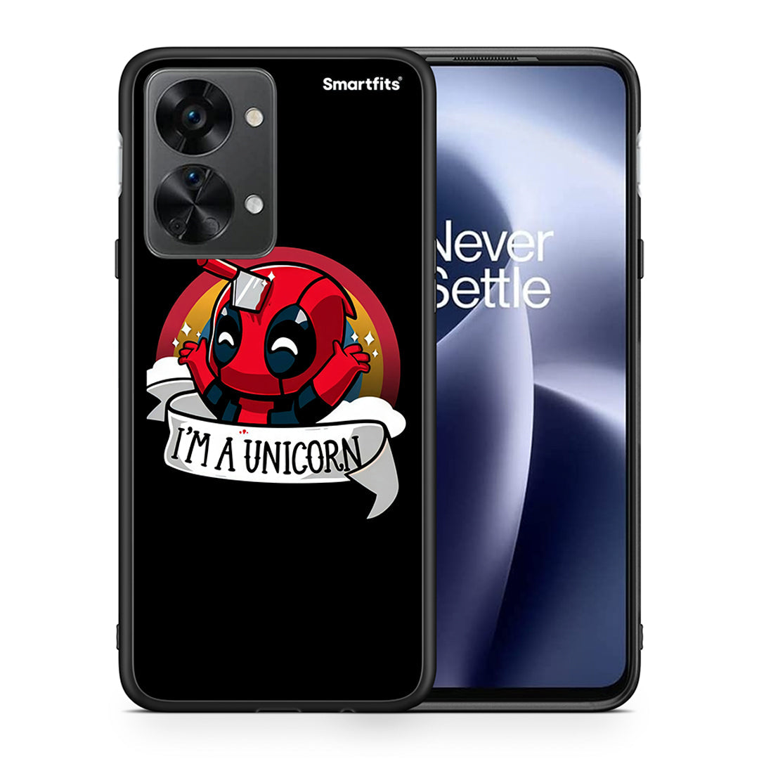 Θήκη OnePlus Nord 2T Unicorn Deadpool από τη Smartfits με σχέδιο στο πίσω μέρος και μαύρο περίβλημα | OnePlus Nord 2T Unicorn Deadpool case with colorful back and black bezels