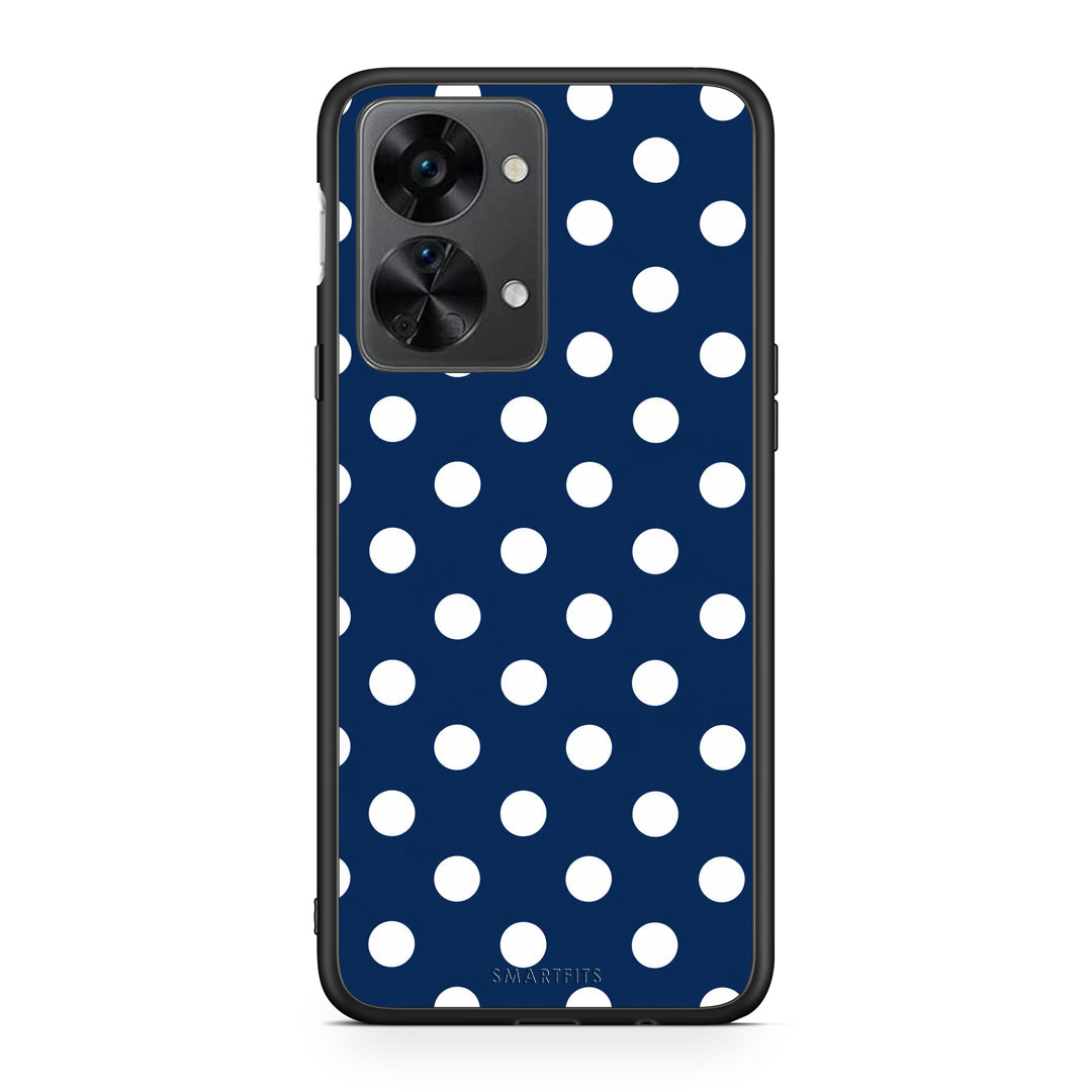 Θήκη OnePlus Nord 2T White Large Polka Dots on Navy από τη Smartfits με σχέδιο στο πίσω μέρος και μαύρο περίβλημα | OnePlus Nord 2T White Large Polka Dots on Navy case with colorful back and black bezels