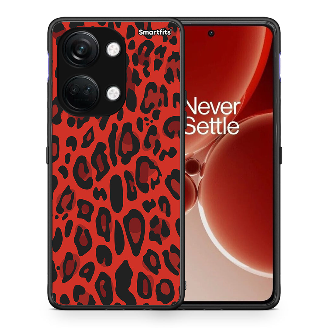 Θήκη OnePlus Nord 3 Red Leopard Animal από τη Smartfits με σχέδιο στο πίσω μέρος και μαύρο περίβλημα | OnePlus Nord 3 Red Leopard Animal case with colorful back and black bezels