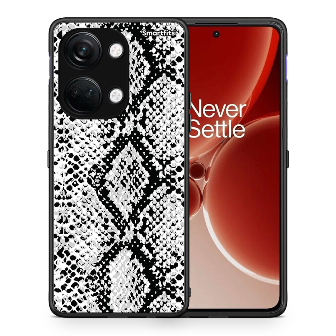 Θήκη OnePlus Nord 3 White Snake Animal από τη Smartfits με σχέδιο στο πίσω μέρος και μαύρο περίβλημα | OnePlus Nord 3 White Snake Animal case with colorful back and black bezels