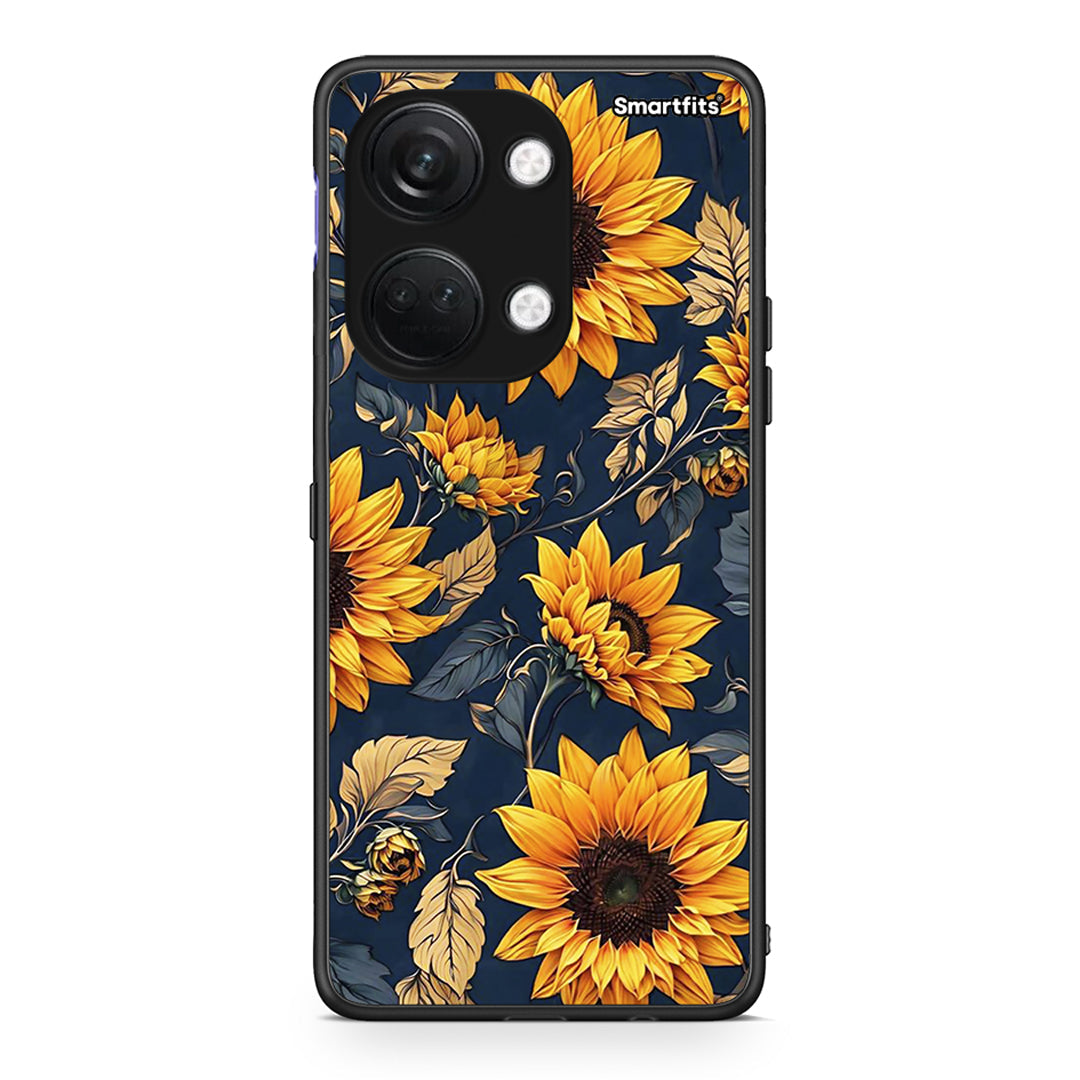 OnePlus Nord 3 Autumn Sunflowers Θήκη από τη Smartfits με σχέδιο στο πίσω μέρος και μαύρο περίβλημα | Smartphone case with colorful back and black bezels by Smartfits