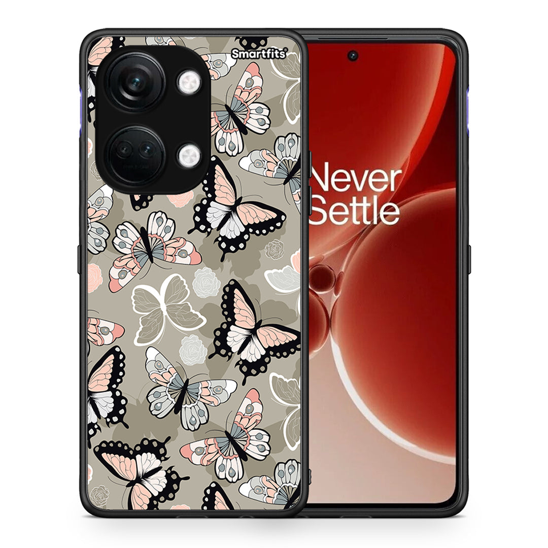 Θήκη OnePlus Nord 3 Butterflies Boho από τη Smartfits με σχέδιο στο πίσω μέρος και μαύρο περίβλημα | OnePlus Nord 3 Butterflies Boho case with colorful back and black bezels