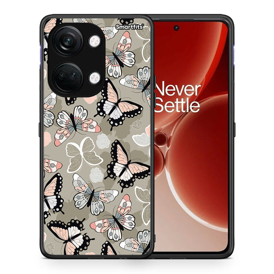 Θήκη OnePlus Nord 3 Butterflies Boho από τη Smartfits με σχέδιο στο πίσω μέρος και μαύρο περίβλημα | OnePlus Nord 3 Butterflies Boho case with colorful back and black bezels