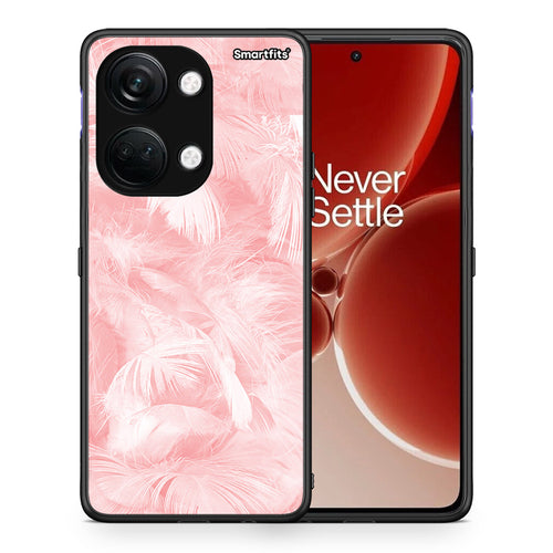 Θήκη OnePlus Nord 3 Pink Feather Boho από τη Smartfits με σχέδιο στο πίσω μέρος και μαύρο περίβλημα | OnePlus Nord 3 Pink Feather Boho case with colorful back and black bezels