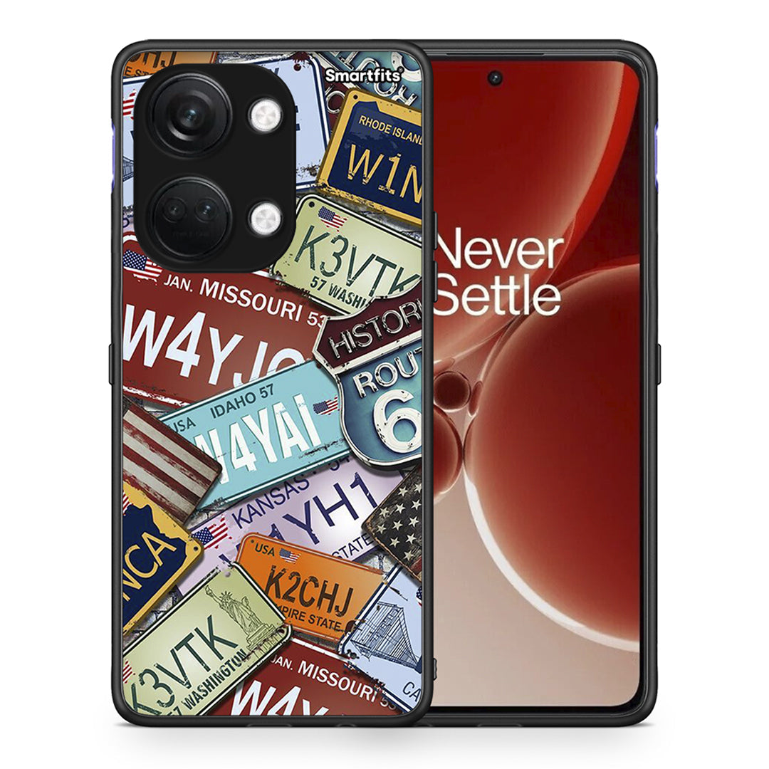 Θήκη OnePlus Nord 3 Car Plates από τη Smartfits με σχέδιο στο πίσω μέρος και μαύρο περίβλημα | OnePlus Nord 3 Car Plates case with colorful back and black bezels