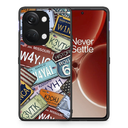 Θήκη OnePlus Nord 3 Car Plates από τη Smartfits με σχέδιο στο πίσω μέρος και μαύρο περίβλημα | OnePlus Nord 3 Car Plates case with colorful back and black bezels