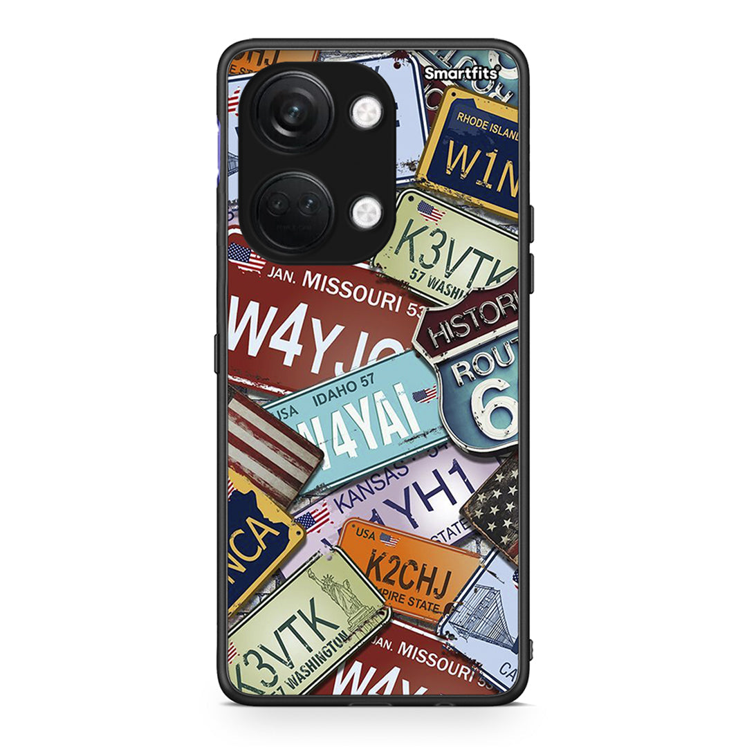 OnePlus Nord 3 Car Plates θήκη από τη Smartfits με σχέδιο στο πίσω μέρος και μαύρο περίβλημα | Smartphone case with colorful back and black bezels by Smartfits