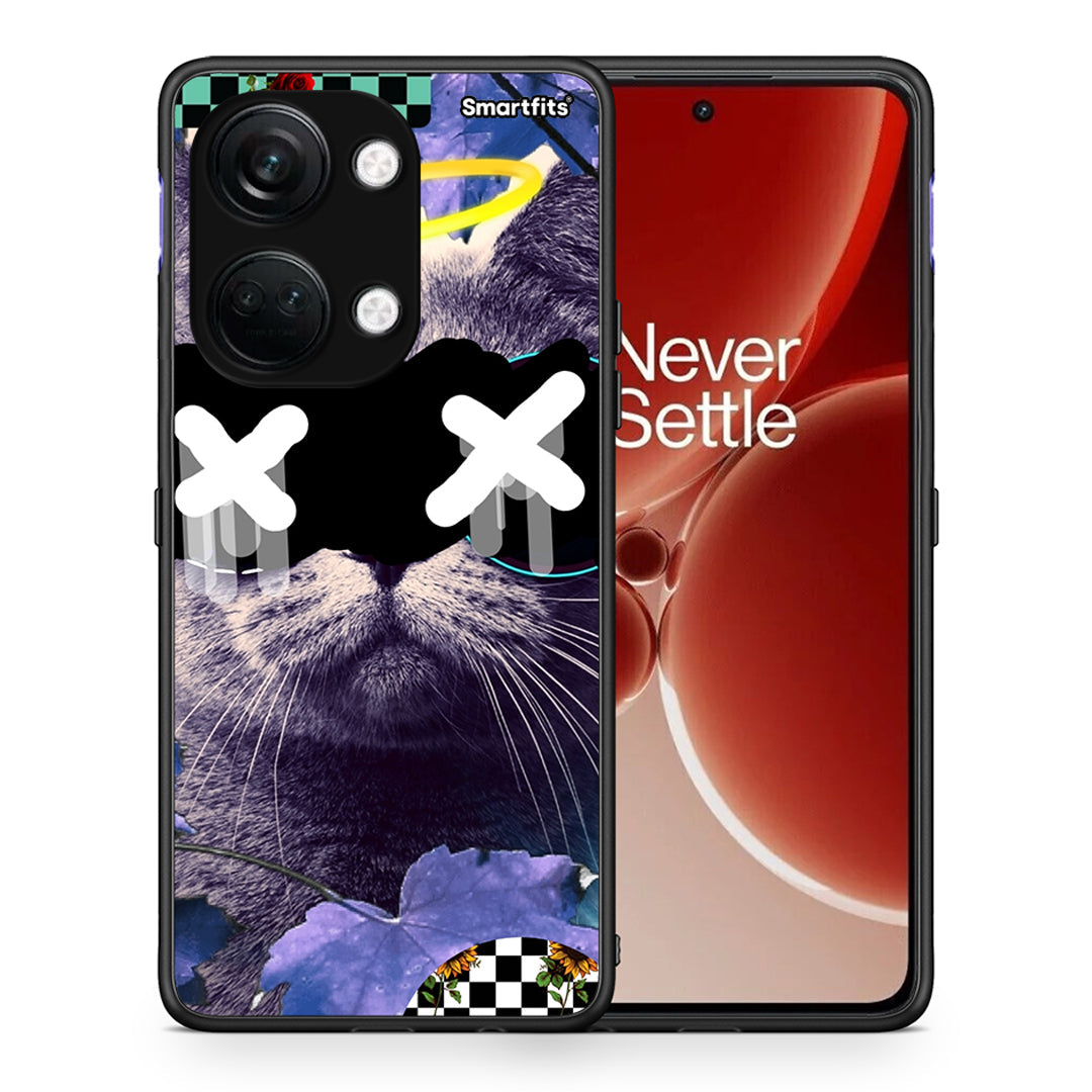 Θήκη OnePlus Nord 3 Cat Collage από τη Smartfits με σχέδιο στο πίσω μέρος και μαύρο περίβλημα | OnePlus Nord 3 Cat Collage case with colorful back and black bezels