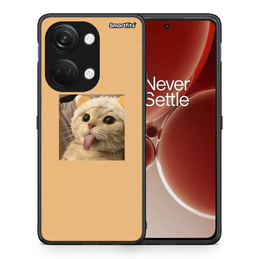 Θήκη OnePlus Nord 3 Cat Tongue από τη Smartfits με σχέδιο στο πίσω μέρος και μαύρο περίβλημα | OnePlus Nord 3 Cat Tongue case with colorful back and black bezels