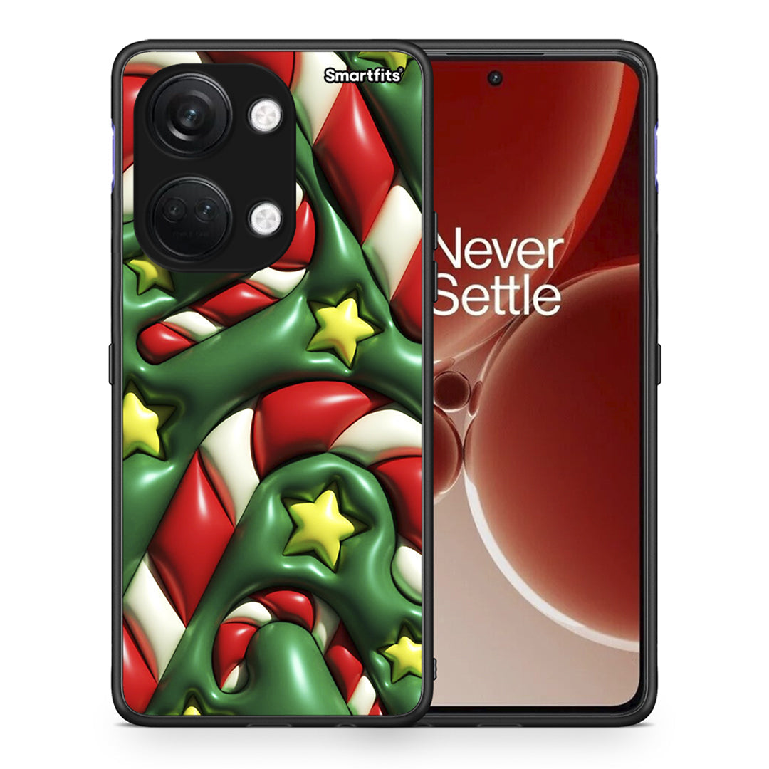 Θήκη OnePlus Nord 3 Christmas Bubbles από τη Smartfits με σχέδιο στο πίσω μέρος και μαύρο περίβλημα | OnePlus Nord 3 Christmas Bubbles case with colorful back and black bezels