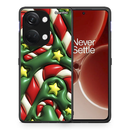 Θήκη OnePlus Nord 3 Christmas Bubbles από τη Smartfits με σχέδιο στο πίσω μέρος και μαύρο περίβλημα | OnePlus Nord 3 Christmas Bubbles case with colorful back and black bezels