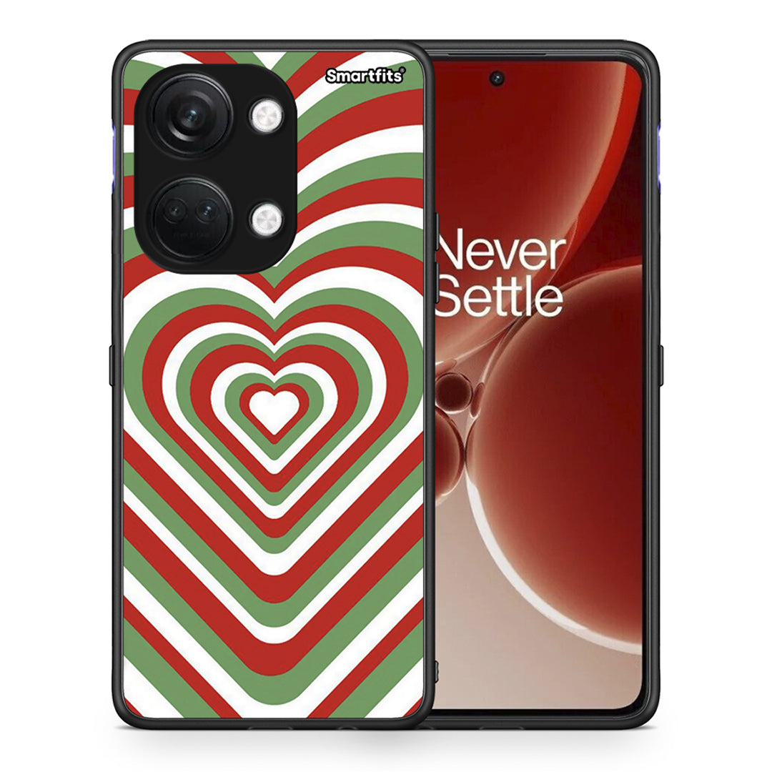 Θήκη OnePlus Nord 3 Christmas Hearts από τη Smartfits με σχέδιο στο πίσω μέρος και μαύρο περίβλημα | OnePlus Nord 3 Christmas Hearts case with colorful back and black bezels