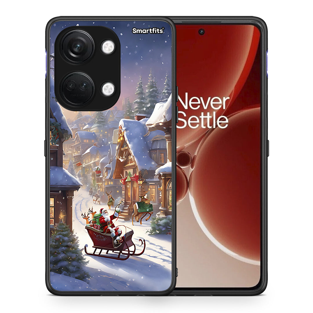 Θήκη OnePlus Nord 3 Christmas Snow από τη Smartfits με σχέδιο στο πίσω μέρος και μαύρο περίβλημα | OnePlus Nord 3 Christmas Snow case with colorful back and black bezels