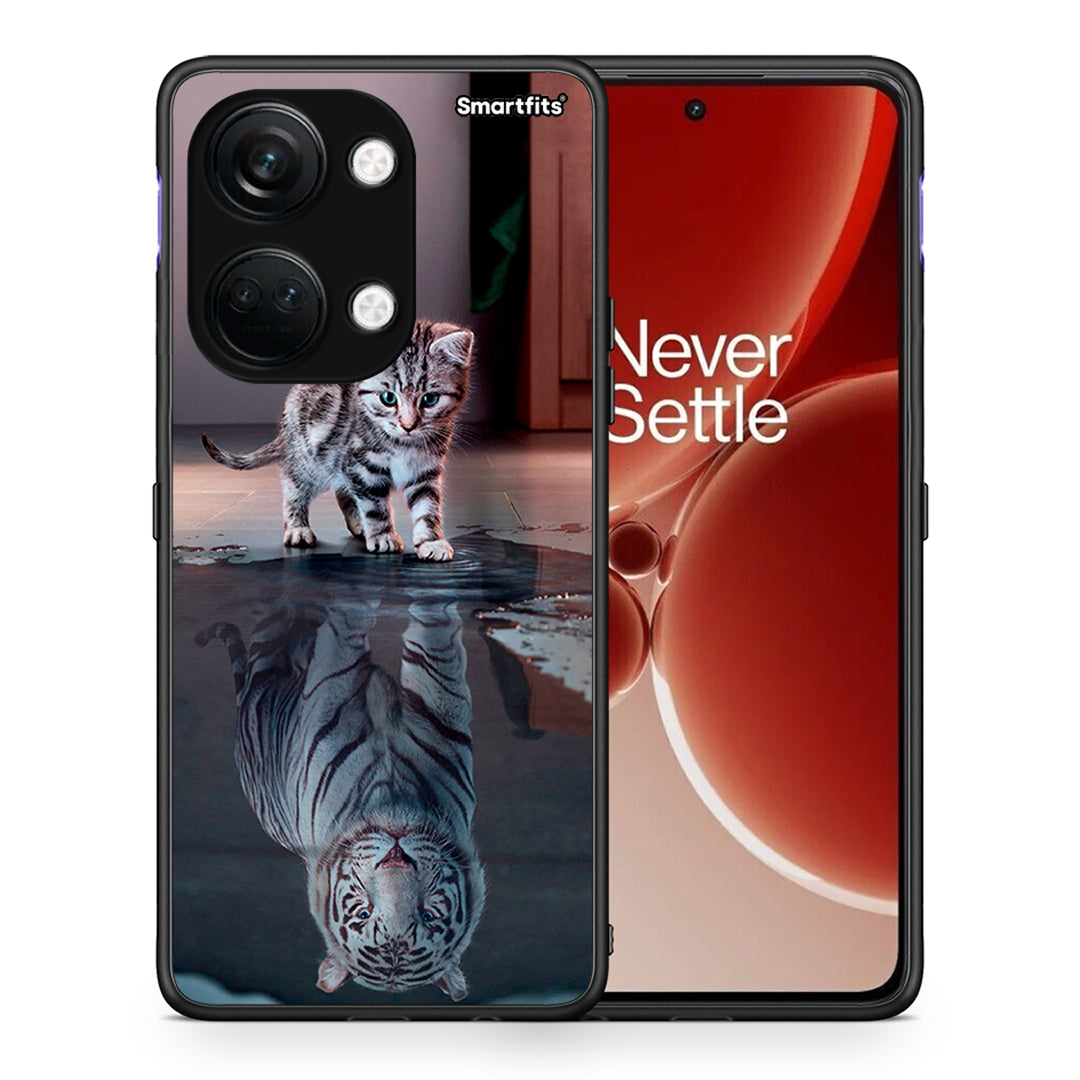 Θήκη OnePlus Nord 3 Tiger Cute από τη Smartfits με σχέδιο στο πίσω μέρος και μαύρο περίβλημα | OnePlus Nord 3 Tiger Cute case with colorful back and black bezels