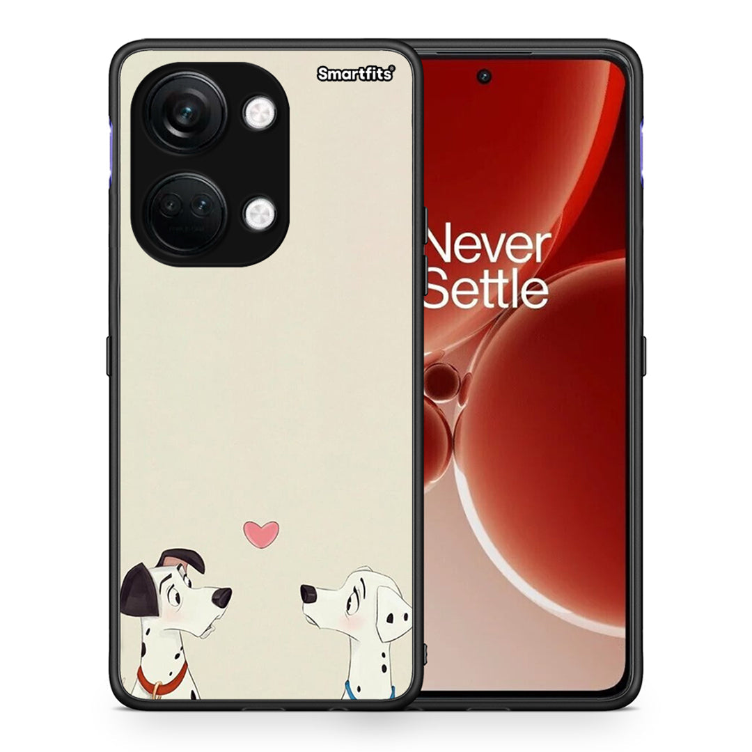 Θήκη OnePlus Nord 3 Dalmatians Love από τη Smartfits με σχέδιο στο πίσω μέρος και μαύρο περίβλημα | OnePlus Nord 3 Dalmatians Love case with colorful back and black bezels