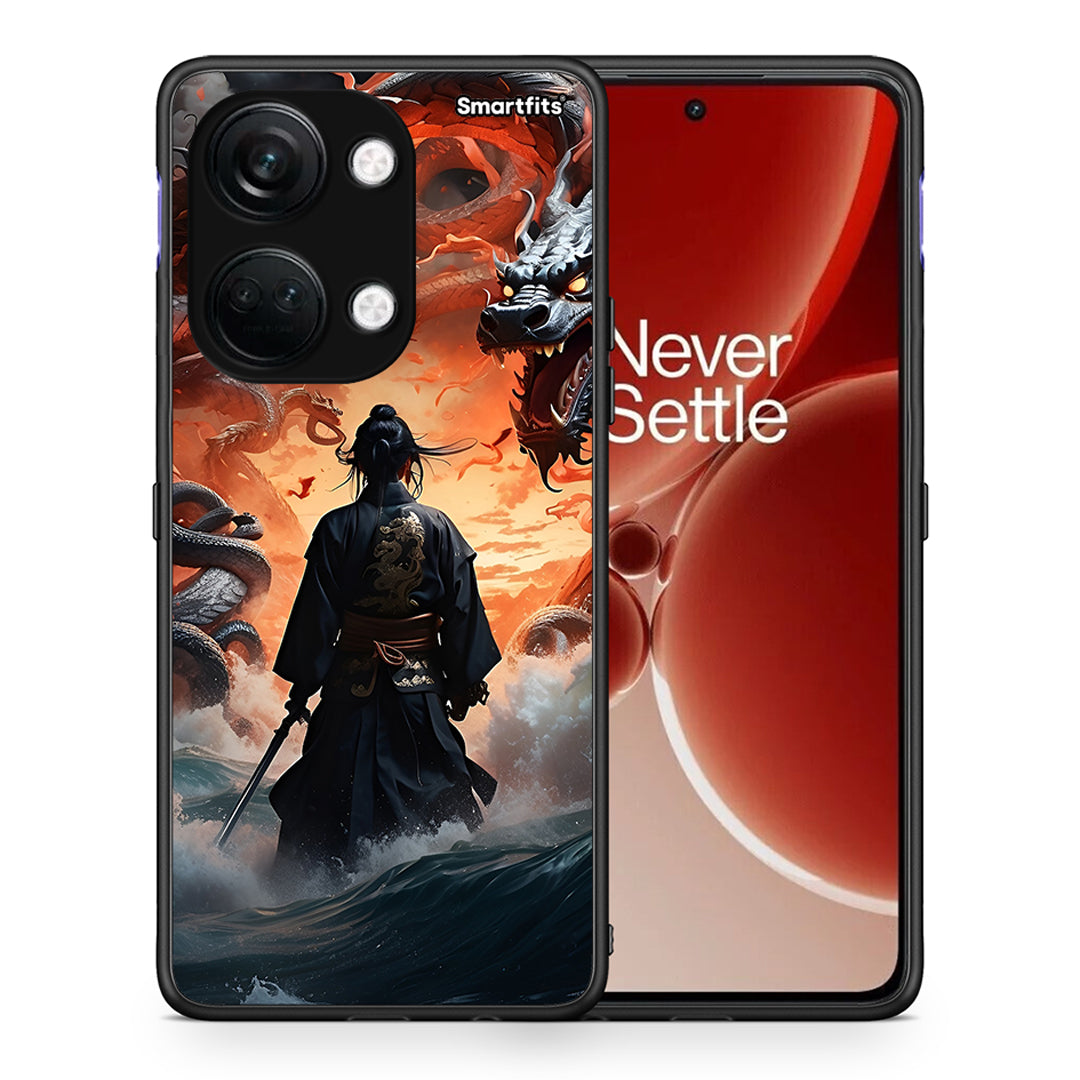 Θήκη OnePlus Nord 3 Dragons Fight από τη Smartfits με σχέδιο στο πίσω μέρος και μαύρο περίβλημα | OnePlus Nord 3 Dragons Fight case with colorful back and black bezels