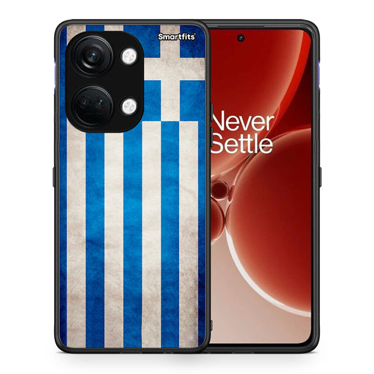 Θήκη OnePlus Nord 3 Greek Flag από τη Smartfits με σχέδιο στο πίσω μέρος και μαύρο περίβλημα | OnePlus Nord 3 Greek Flag case with colorful back and black bezels