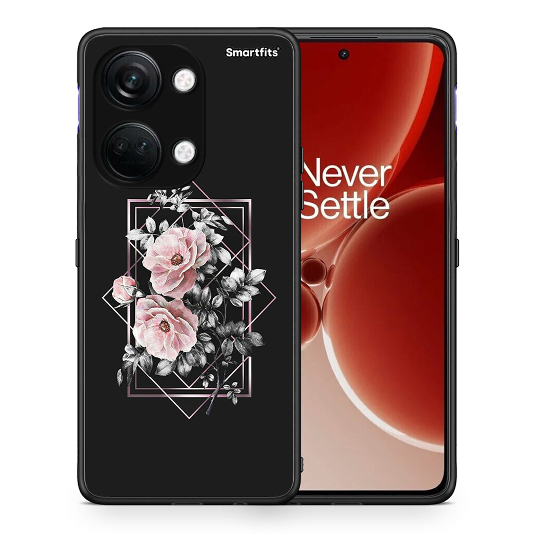 Θήκη OnePlus Nord 3 Frame Flower από τη Smartfits με σχέδιο στο πίσω μέρος και μαύρο περίβλημα | OnePlus Nord 3 Frame Flower case with colorful back and black bezels