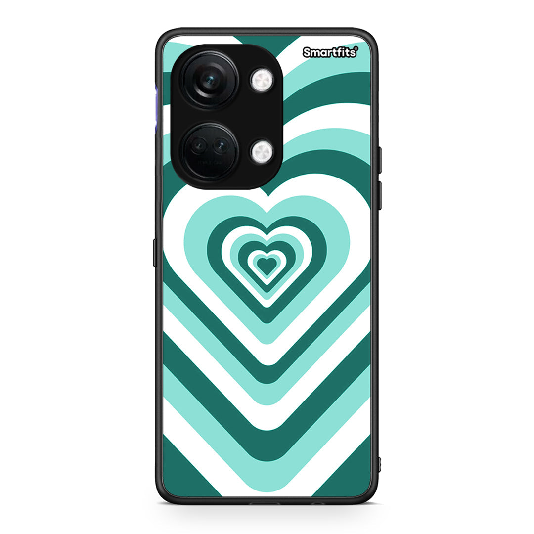 OnePlus Nord 3 Green Hearts θήκη από τη Smartfits με σχέδιο στο πίσω μέρος και μαύρο περίβλημα | Smartphone case with colorful back and black bezels by Smartfits