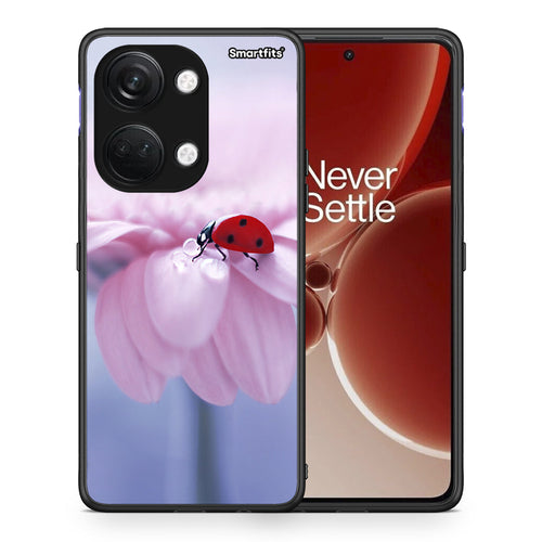 Θήκη OnePlus Nord 3 Ladybug Flower από τη Smartfits με σχέδιο στο πίσω μέρος και μαύρο περίβλημα | OnePlus Nord 3 Ladybug Flower case with colorful back and black bezels