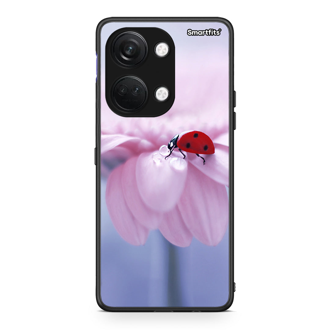 OnePlus Nord 3 Ladybug Flower θήκη από τη Smartfits με σχέδιο στο πίσω μέρος και μαύρο περίβλημα | Smartphone case with colorful back and black bezels by Smartfits