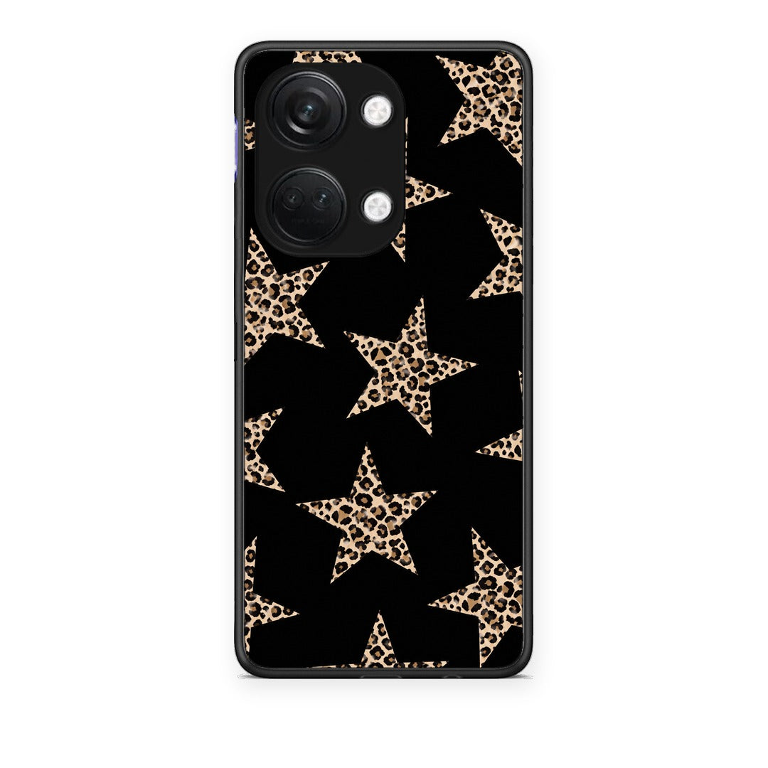Θήκη OnePlus Nord 3 Leopard Stars on Black από τη Smartfits με σχέδιο στο πίσω μέρος και μαύρο περίβλημα | OnePlus Nord 3 Leopard Stars on Black case with colorful back and black bezels