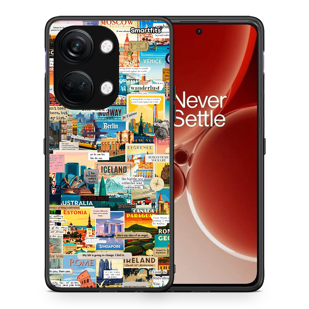 Θήκη OnePlus Nord 3 Live To Travel από τη Smartfits με σχέδιο στο πίσω μέρος και μαύρο περίβλημα | OnePlus Nord 3 Live To Travel case with colorful back and black bezels