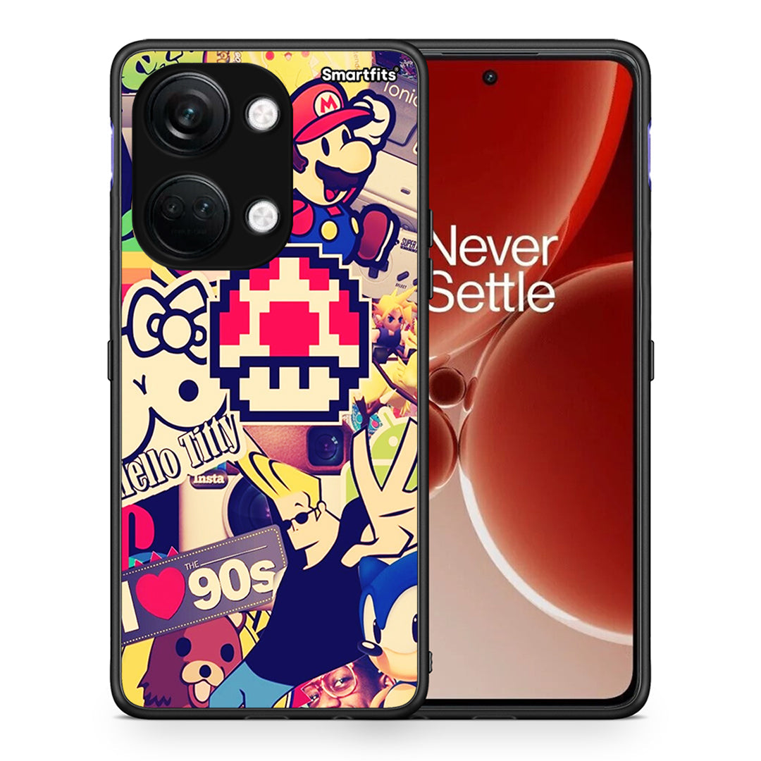 Θήκη OnePlus Nord 3 Love The 90s από τη Smartfits με σχέδιο στο πίσω μέρος και μαύρο περίβλημα | OnePlus Nord 3 Love The 90s case with colorful back and black bezels