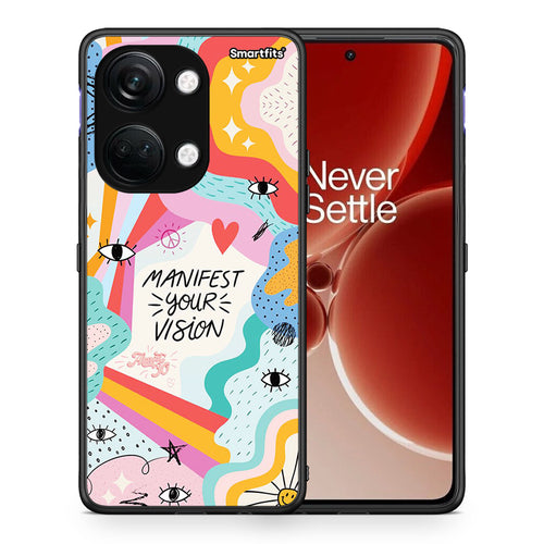Θήκη OnePlus Nord 3 Manifest Your Vision από τη Smartfits με σχέδιο στο πίσω μέρος και μαύρο περίβλημα | OnePlus Nord 3 Manifest Your Vision case with colorful back and black bezels