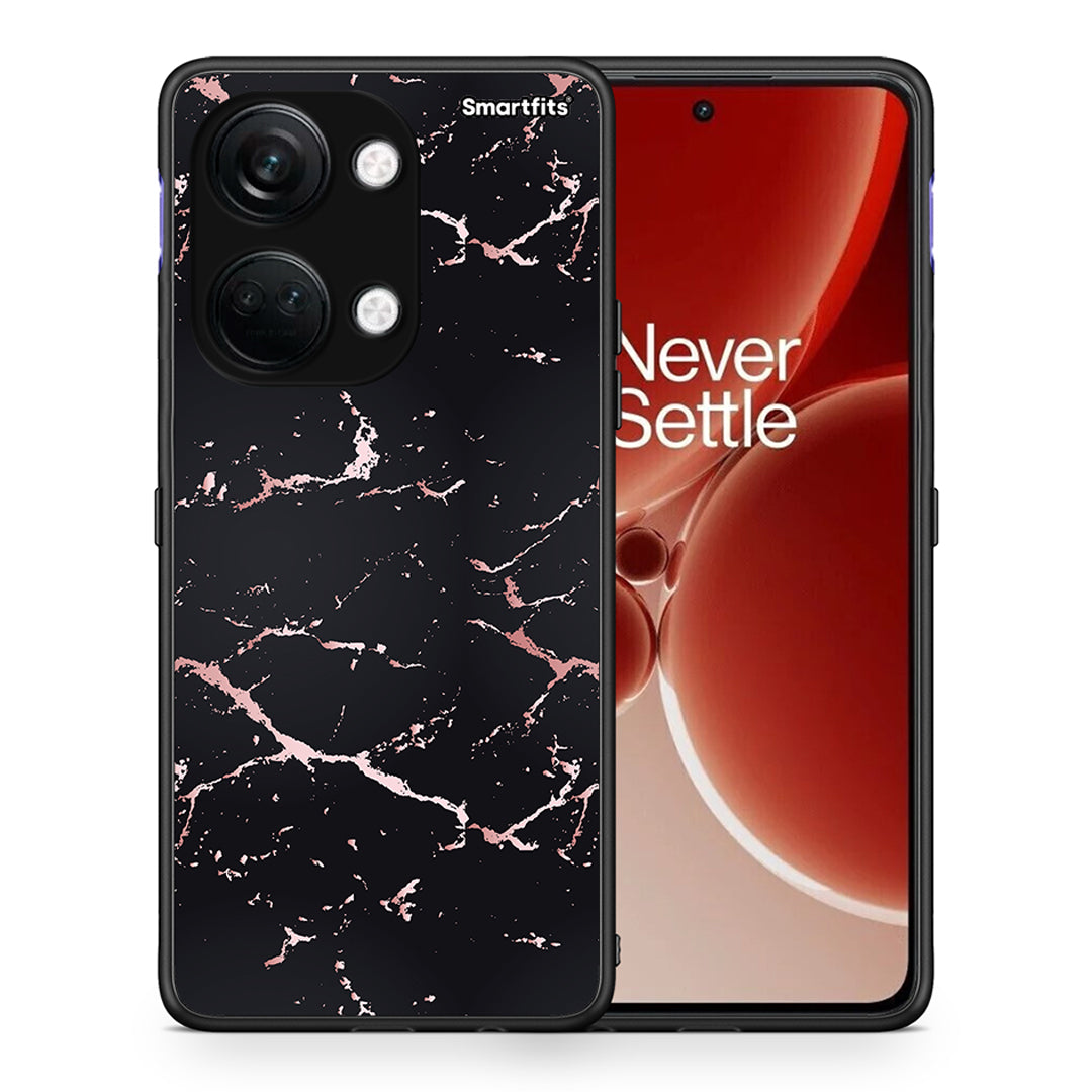 Θήκη OnePlus Nord 3 Black Rosegold Marble από τη Smartfits με σχέδιο στο πίσω μέρος και μαύρο περίβλημα | OnePlus Nord 3 Black Rosegold Marble case with colorful back and black bezels