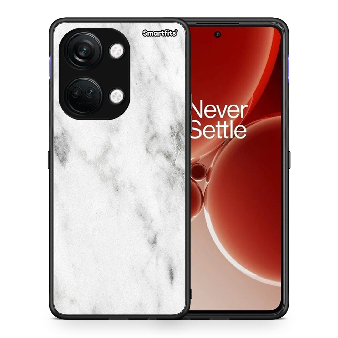 Θήκη OnePlus Nord 3 White Marble από τη Smartfits με σχέδιο στο πίσω μέρος και μαύρο περίβλημα | OnePlus Nord 3 White Marble case with colorful back and black bezels