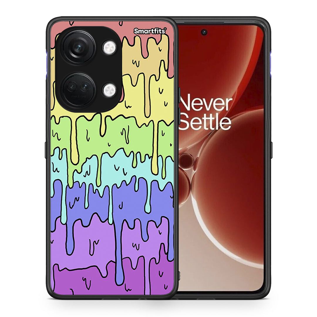 Θήκη OnePlus Nord 3 Melting Rainbow από τη Smartfits με σχέδιο στο πίσω μέρος και μαύρο περίβλημα | OnePlus Nord 3 Melting Rainbow case with colorful back and black bezels