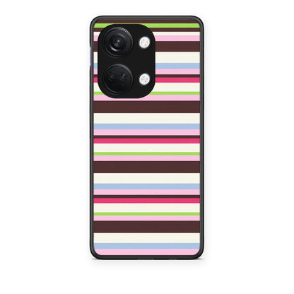 Θήκη OnePlus Nord 3 Multicolour Horizontal Stripes από τη Smartfits με σχέδιο στο πίσω μέρος και μαύρο περίβλημα | OnePlus Nord 3 Multicolour Horizontal Stripes case with colorful back and black bezels