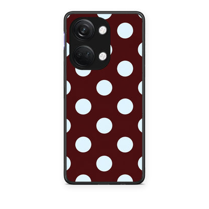 Θήκη OnePlus Nord 3 Pale Blue Large Polka Dots on Burgundy από τη Smartfits με σχέδιο στο πίσω μέρος και μαύρο περίβλημα | OnePlus Nord 3 Pale Blue Large Polka Dots on Burgundy case with colorful back and black bezels
