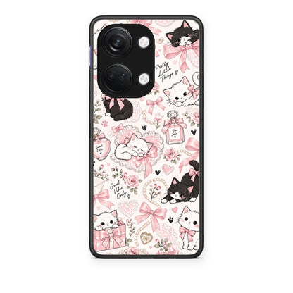 Θήκη OnePlus Nord 3 Pink Bows and Kittens Collage από τη Smartfits με σχέδιο στο πίσω μέρος και μαύρο περίβλημα | OnePlus Nord 3 Pink Bows and Kittens Collage case with colorful back and black bezels