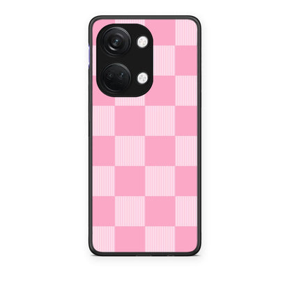 Θήκη OnePlus Nord 3 Pink and White Striped Checks από τη Smartfits με σχέδιο στο πίσω μέρος και μαύρο περίβλημα | OnePlus Nord 3 Pink and White Striped Checks case with colorful back and black bezels