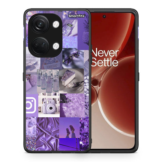 Θήκη OnePlus Nord 3 Purple Aesthetic Collage από τη Smartfits με σχέδιο στο πίσω μέρος και μαύρο περίβλημα | OnePlus Nord 3 Purple Aesthetic Collage case with colorful back and black bezels