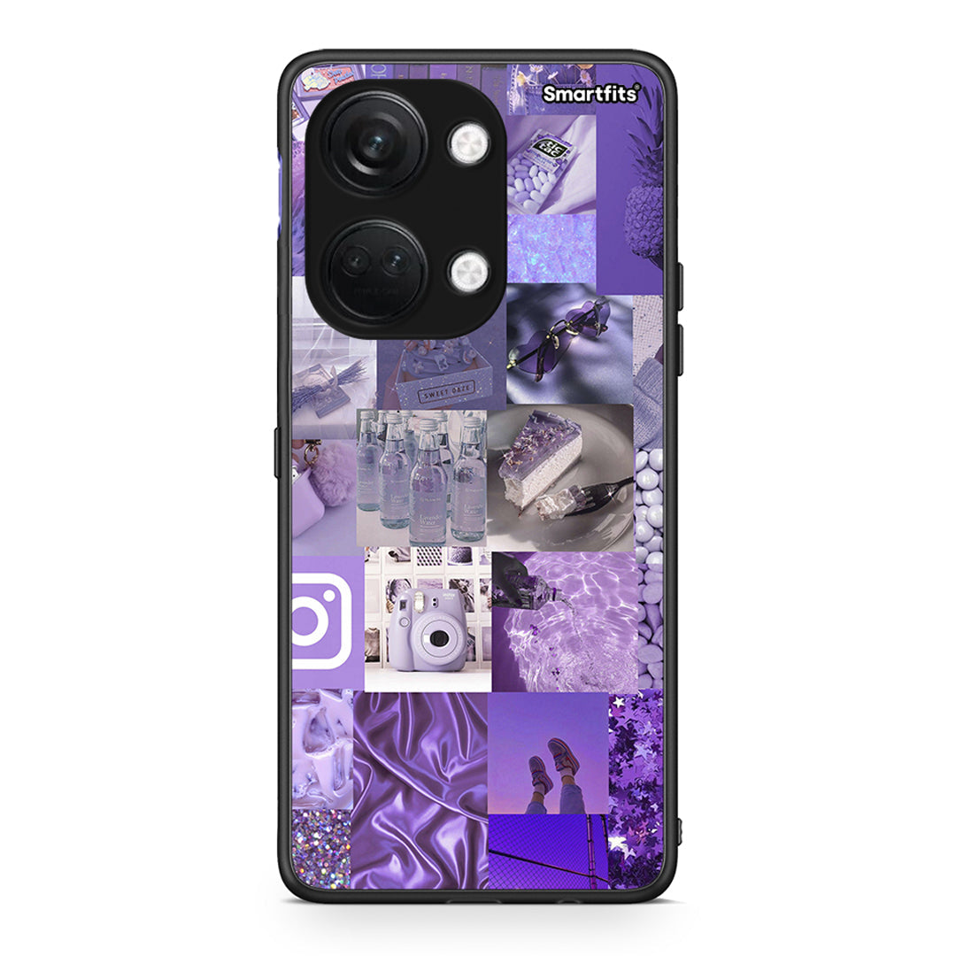 OnePlus Nord 3 Purple Aesthetic Collage θήκη από τη Smartfits με σχέδιο στο πίσω μέρος και μαύρο περίβλημα | Smartphone case with colorful back and black bezels by Smartfits